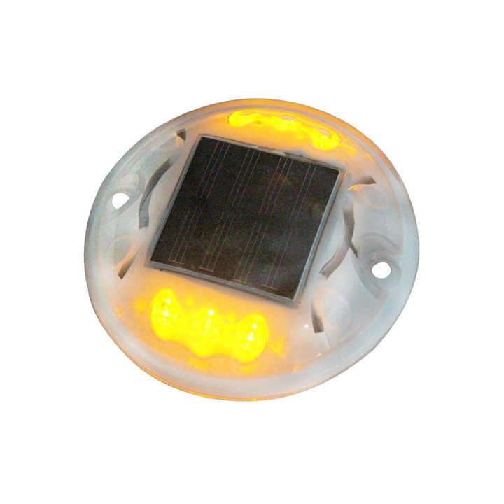 FCC Flashing Solar Road Stud สีเหลือง LED แม็กเกอร์ทางเท้า ระยะทางชม 1000m