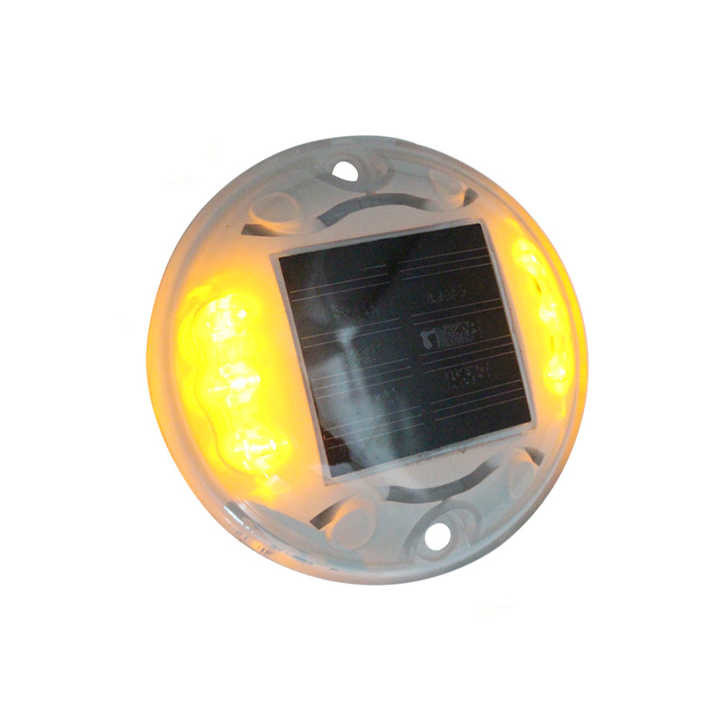 FCC Flashing Solar Road Stud สีเหลือง LED แม็กเกอร์ทางเท้า ระยะทางชม 1000m